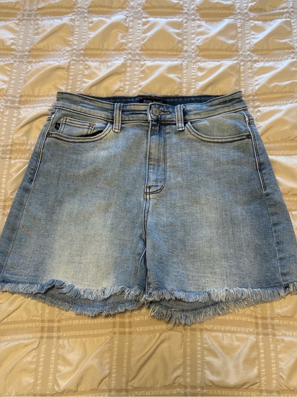 Judy Blue High Waist Cut Off Frayed Hem Dad Denim Jean Shorts